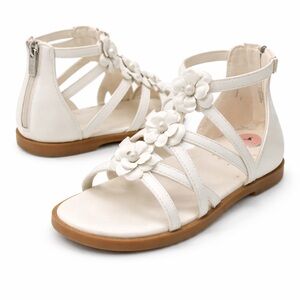 Vince Camuto Girls White Gladiator Sandals Size 4 3D Floral Strappy Summer Shoes